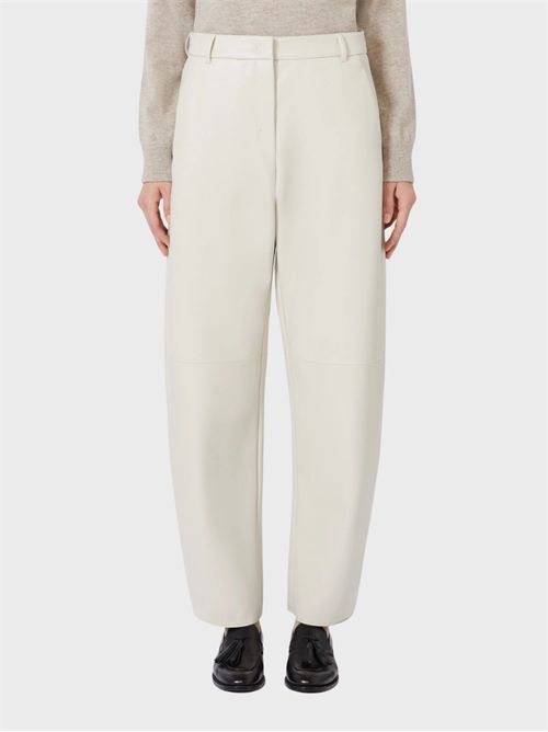 Barrel-leg coated fabric trousers with leather-style detailing S' MAX MARA | 2619781031600001